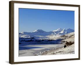 Wales, Gwynedd, Snowdonia; View over the Frozen Llyn Mymbyr Towards the Snowdon Horseshoe-John Warburton-lee-Framed Photographic Print