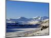 Wales, Gwynedd, Snowdonia; View over the Frozen Llyn Mymbyr Towards the Snowdon Horseshoe-John Warburton-lee-Mounted Photographic Print