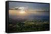 Wales landscape with setting sun-Charles Bowman-Framed Stretched Canvas