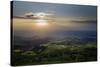 Wales landscape with setting sun-Charles Bowman-Stretched Canvas