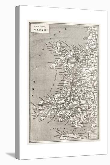 Wales Old Map. Created By Erhard And Duguay-Trouin, Published On Le Tour Du Monde, Paris, 1867-marzolino-Stretched Canvas