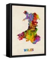 Wales Watercolor Map-Michael Tompsett-Framed Stretched Canvas