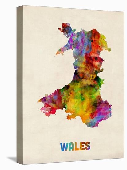 Wales Watercolor Map-Michael Tompsett-Stretched Canvas