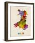 Wales Watercolor Map-Michael Tompsett-Framed Art Print