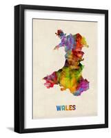 Wales Watercolor Map-Michael Tompsett-Framed Art Print