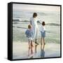 Walk on Beach-Mark Van Crombrugge-Framed Stretched Canvas