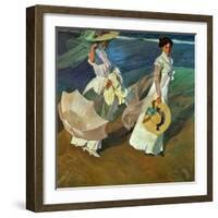 Walk on the Beach, 1909-Joaqu?n Sorolla y Bastida-Framed Giclee Print