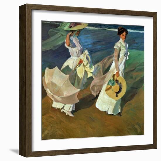 Walk on the Beach, 1909-Joaqu?n Sorolla y Bastida-Framed Giclee Print