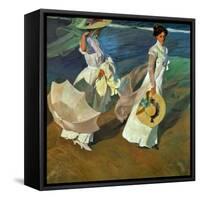 Walk on the Beach, 1909-Joaqu?n Sorolla y Bastida-Framed Stretched Canvas