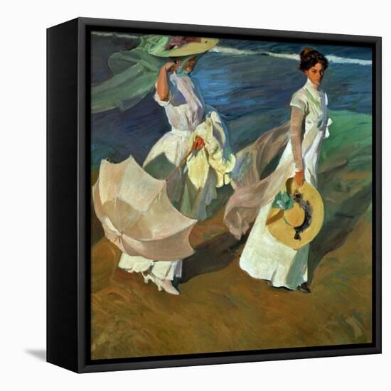 Walk on the Beach, 1909-Joaqu?n Sorolla y Bastida-Framed Stretched Canvas