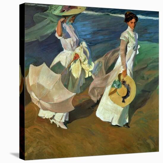 Walk on the Beach, 1909-Joaqu?n Sorolla y Bastida-Stretched Canvas