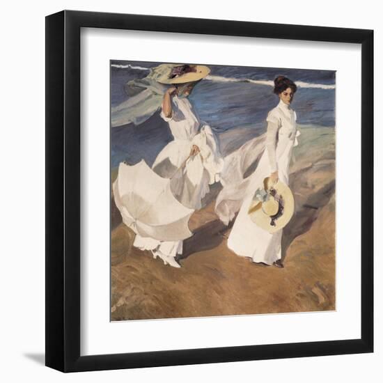 Walk on the Beach-Joaquín Sorolla y Bastida-Framed Art Print