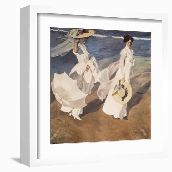 Walk on the Beach-Joaquín Sorolla y Bastida-Framed Art Print