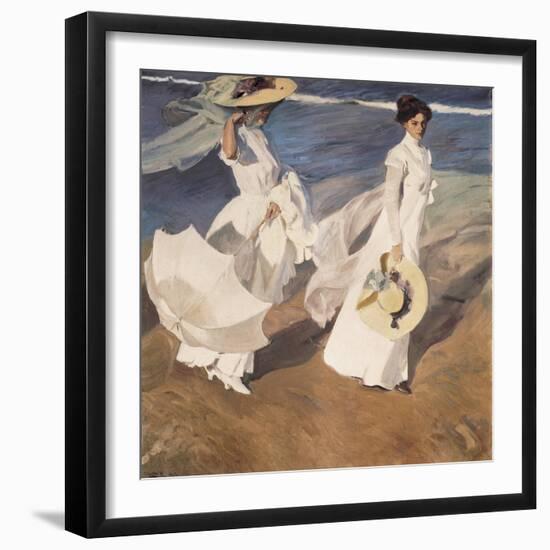 Walk on the Beach-Joaquín Sorolla y Bastida-Framed Art Print