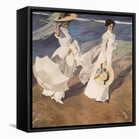 Walk on the Beach-Joaquín Sorolla y Bastida-Framed Stretched Canvas