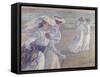 Walk on the Beach-Théo van Rysselberghe-Framed Stretched Canvas