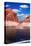 Walk on the Tourist Boat. Red Sandstone Hills Surround the Lake. Lake Powell on the Colorado River-kavram-Stretched Canvas