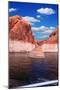 Walk on the Tourist Boat. Red Sandstone Hills Surround the Lake. Lake Powell on the Colorado River-kavram-Mounted Photographic Print