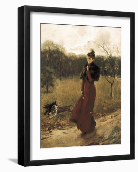 Walk Through the Park-Giovanni Boldini-Framed Art Print