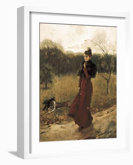 Walk Through the Park-Giovanni Boldini-Framed Art Print