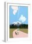 Walk with dog and airplane cloud-Hiroyuki Izutsu-Framed Giclee Print