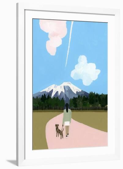 Walk with dog and airplane cloud-Hiroyuki Izutsu-Framed Giclee Print