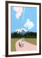 Walk with dog and airplane cloud-Hiroyuki Izutsu-Framed Giclee Print