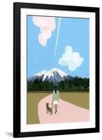 Walk with dog and airplane cloud-Hiroyuki Izutsu-Framed Giclee Print