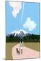 Walk with dog and airplane cloud-Hiroyuki Izutsu-Mounted Giclee Print