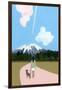 Walk with dog and airplane cloud-Hiroyuki Izutsu-Framed Giclee Print