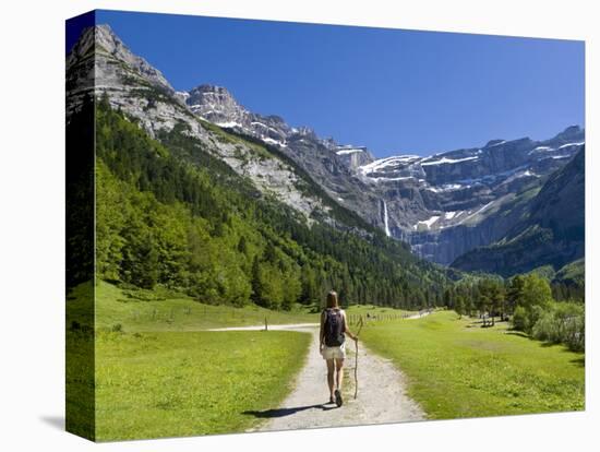 Walker, Cirque De Gavarnie, Pyrenees National Park, Hautes-Pyrenees, Midi-Pyrenees, France-Doug Pearson-Stretched Canvas