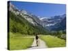 Walker, Cirque De Gavarnie, Pyrenees National Park, Hautes-Pyrenees, Midi-Pyrenees, France-Doug Pearson-Stretched Canvas