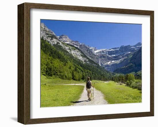 Walker, Cirque De Gavarnie, Pyrenees National Park, Hautes-Pyrenees, Midi-Pyrenees, France-Doug Pearson-Framed Photographic Print