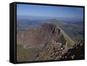 Walkers Approaching the Summit of Mount Snowdon from the Ridge of Y Lliwedd National Park-Nigel Blythe-Framed Stretched Canvas