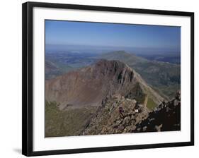 Walkers Approaching the Summit of Mount Snowdon from the Ridge of Y Lliwedd National Park-Nigel Blythe-Framed Photographic Print