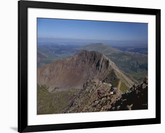 Walkers Approaching the Summit of Mount Snowdon from the Ridge of Y Lliwedd National Park-Nigel Blythe-Framed Photographic Print