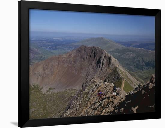 Walkers Approaching the Summit of Mount Snowdon from the Ridge of Y Lliwedd National Park-Nigel Blythe-Framed Photographic Print