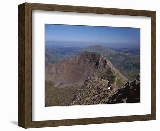 Walkers Approaching the Summit of Mount Snowdon from the Ridge of Y Lliwedd National Park-Nigel Blythe-Framed Photographic Print