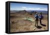 Walkers on the Tongariro Alpine Crossing Above the Emerald Lakes-Stuart-Framed Stretched Canvas