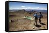 Walkers on the Tongariro Alpine Crossing Above the Emerald Lakes-Stuart-Framed Stretched Canvas