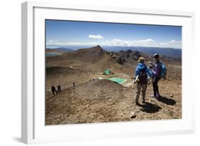 Walkers on the Tongariro Alpine Crossing Above the Emerald Lakes-Stuart-Framed Photographic Print