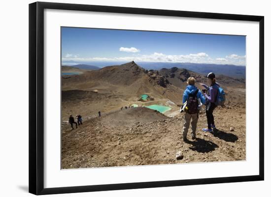 Walkers on the Tongariro Alpine Crossing Above the Emerald Lakes-Stuart-Framed Photographic Print