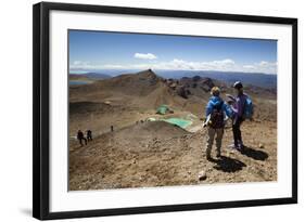 Walkers on the Tongariro Alpine Crossing Above the Emerald Lakes-Stuart-Framed Photographic Print