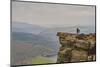 Walkers taking in the view on Hathersage Edge, Ladybower Reservoir below, Peak District National Pa-Tim Winter-Mounted Photographic Print