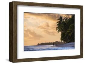Walking Along a Tropical Beach at Sunset, Rarotonga, Cook Islands, South Pacific, Pacific-Matthew Williams-Ellis-Framed Photographic Print