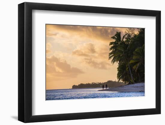 Walking Along a Tropical Beach at Sunset, Rarotonga, Cook Islands, South Pacific, Pacific-Matthew Williams-Ellis-Framed Photographic Print