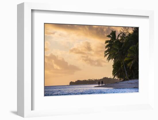 Walking Along a Tropical Beach at Sunset, Rarotonga, Cook Islands, South Pacific, Pacific-Matthew Williams-Ellis-Framed Photographic Print