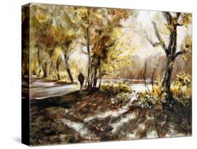 Walking beside Rudyard lake-Mary Smith-Stretched Canvas