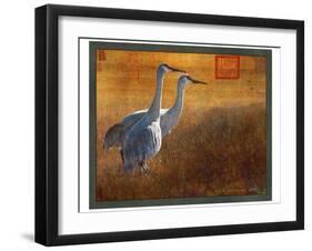 Walking Cranes-Chris Vest-Framed Art Print