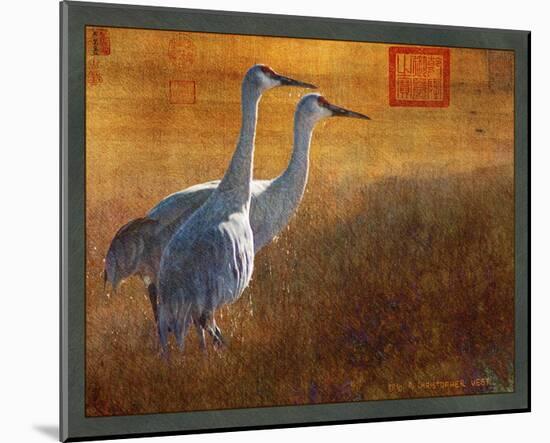 Walking Cranes-Chris Vest-Mounted Art Print